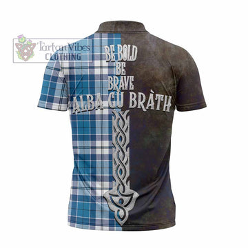 Hutton Tartan Family Crest Zipper Polo Shirt Alba Gu Brath Be Brave Lion Ancient Style