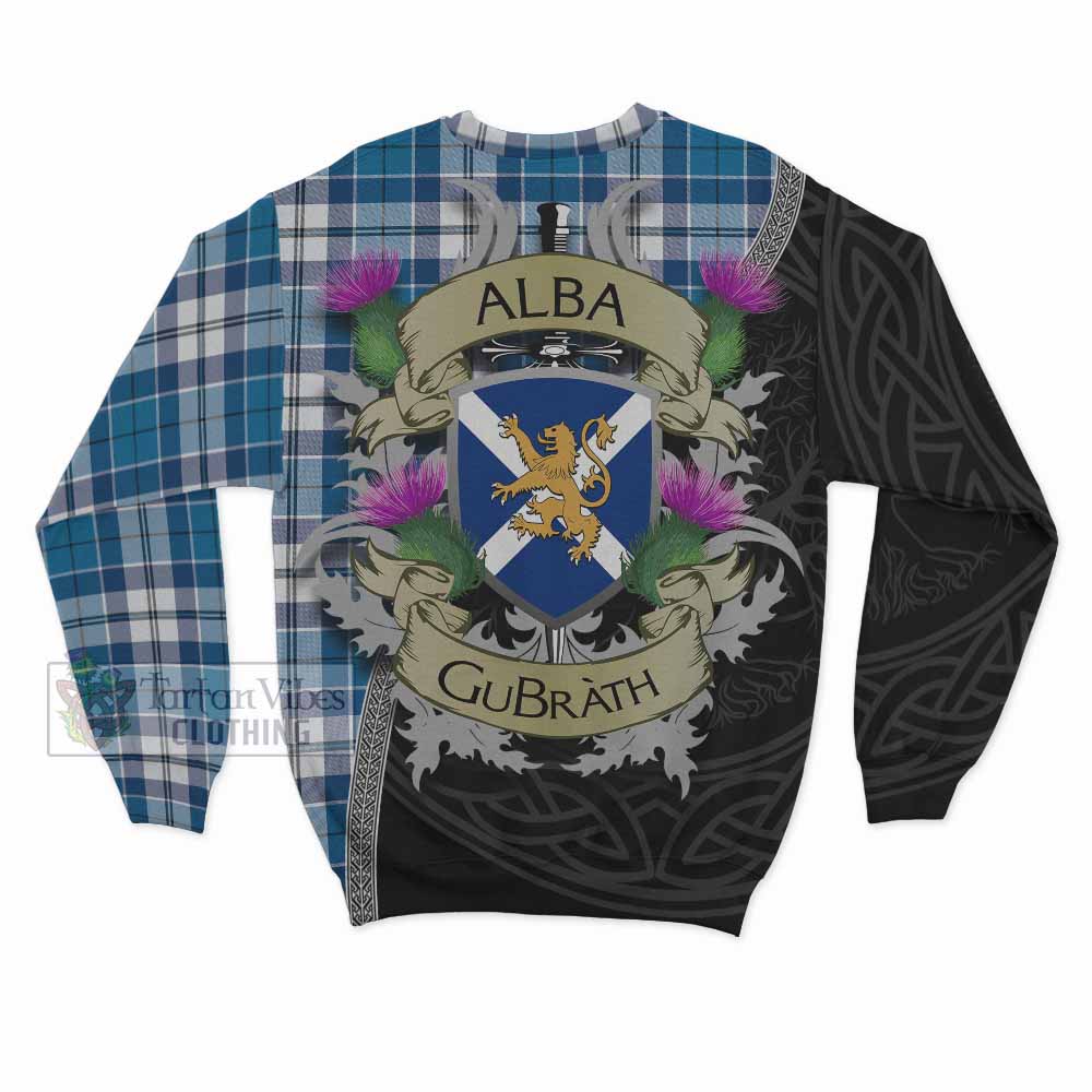 Hutton Tartan Family Crest Sweatshirt Lion Rampant Royal Thistle Shield Celtic Inspired - Tartan Vibes Clothing