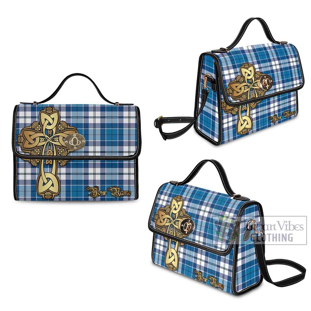 Tartan Vibes Clothing Hutton Tartan Waterproof Canvas Bag Golden Thistle Celtic Cross Style