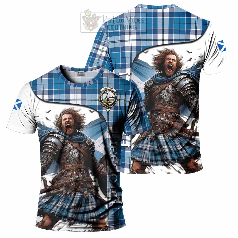 Hutton Crest Tartan T-Shirt Inspired by the Freedom of Scottish Warrior - Tartan Vibes Clothing