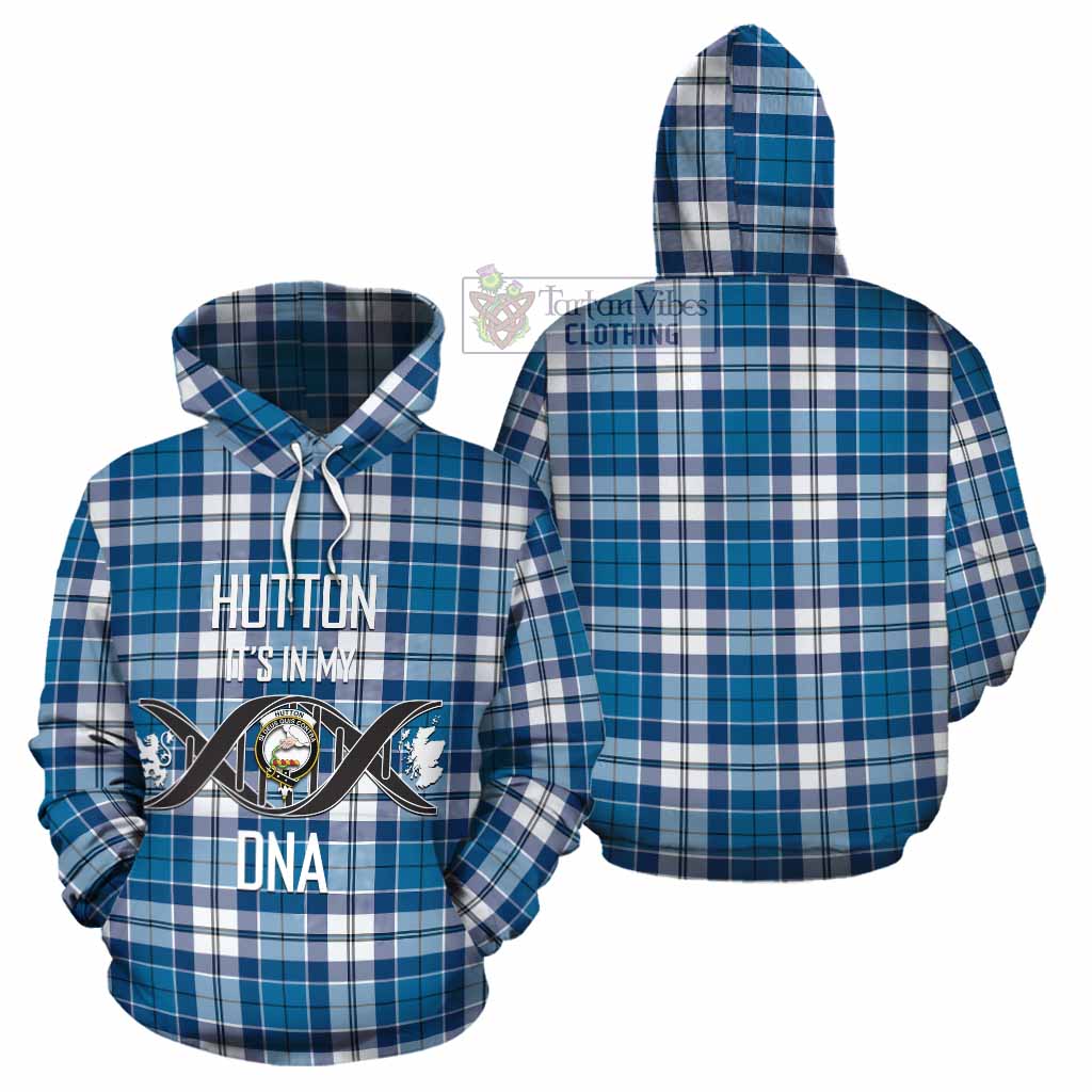 Hutton Tartan Cotton Hoodie with Family Crest DNA In Me Style Zip Hoodie - Tartan Vibes Clothing