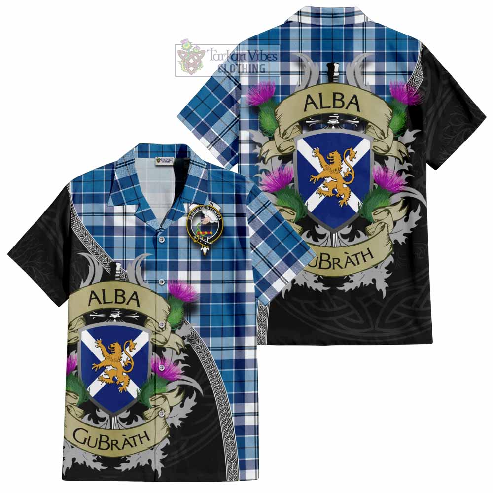 Hutton Tartan Family Crest Hawaiian Shirt Lion Rampant Royal Thistle Shield Celtic Inspired - Tartan Vibes Clothing