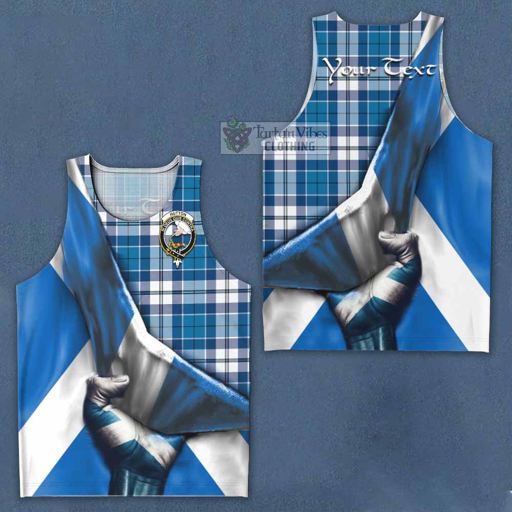 Hutton Tartan Men's Tank Top with Family Crest Scotland Patriotic Style - Tartan Vibes Clothing