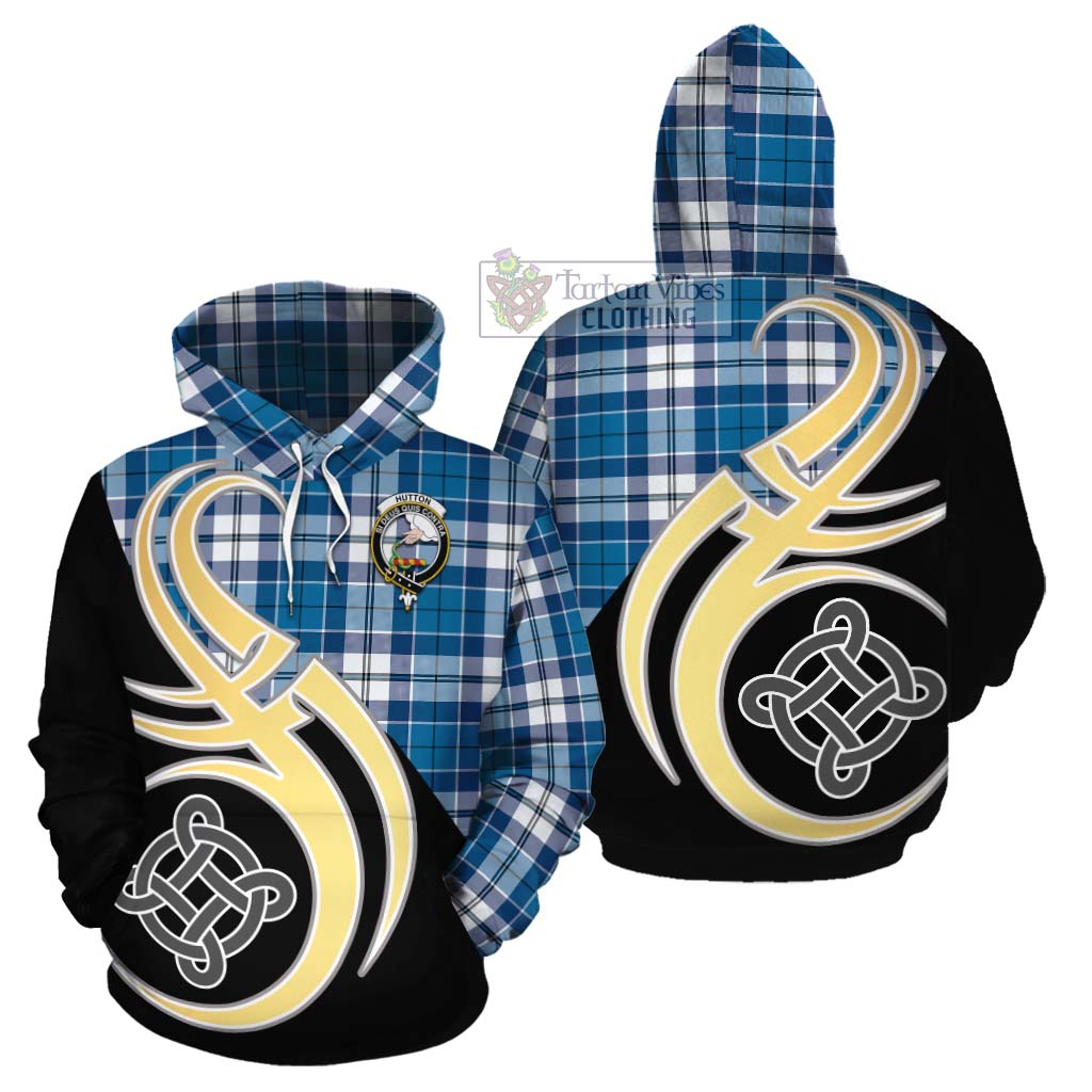 Hutton Tartan Cotton Hoodie with Family Crest and Celtic Symbol Style Zip Hoodie - Tartan Vibes Clothing