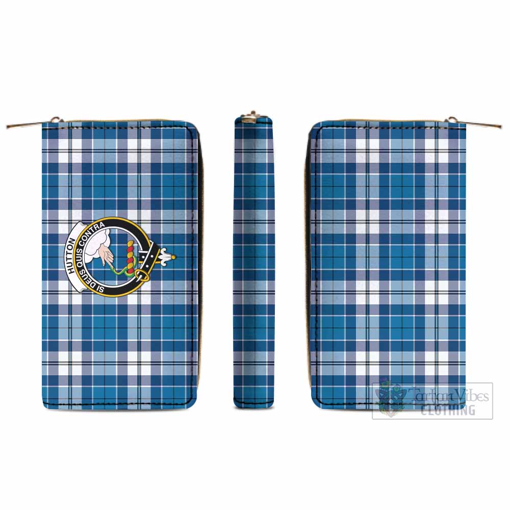 Hutton Tartan Women's Leather Wallet with Family Crest - Tartan Vibes Clothing