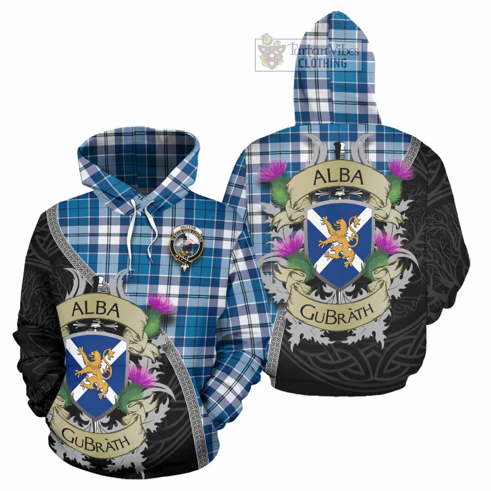 Hutton Tartan Family Crest Hoodie Lion Rampant Royal Thistle Shield Celtic Inspired - Tartan Vibes Clothing