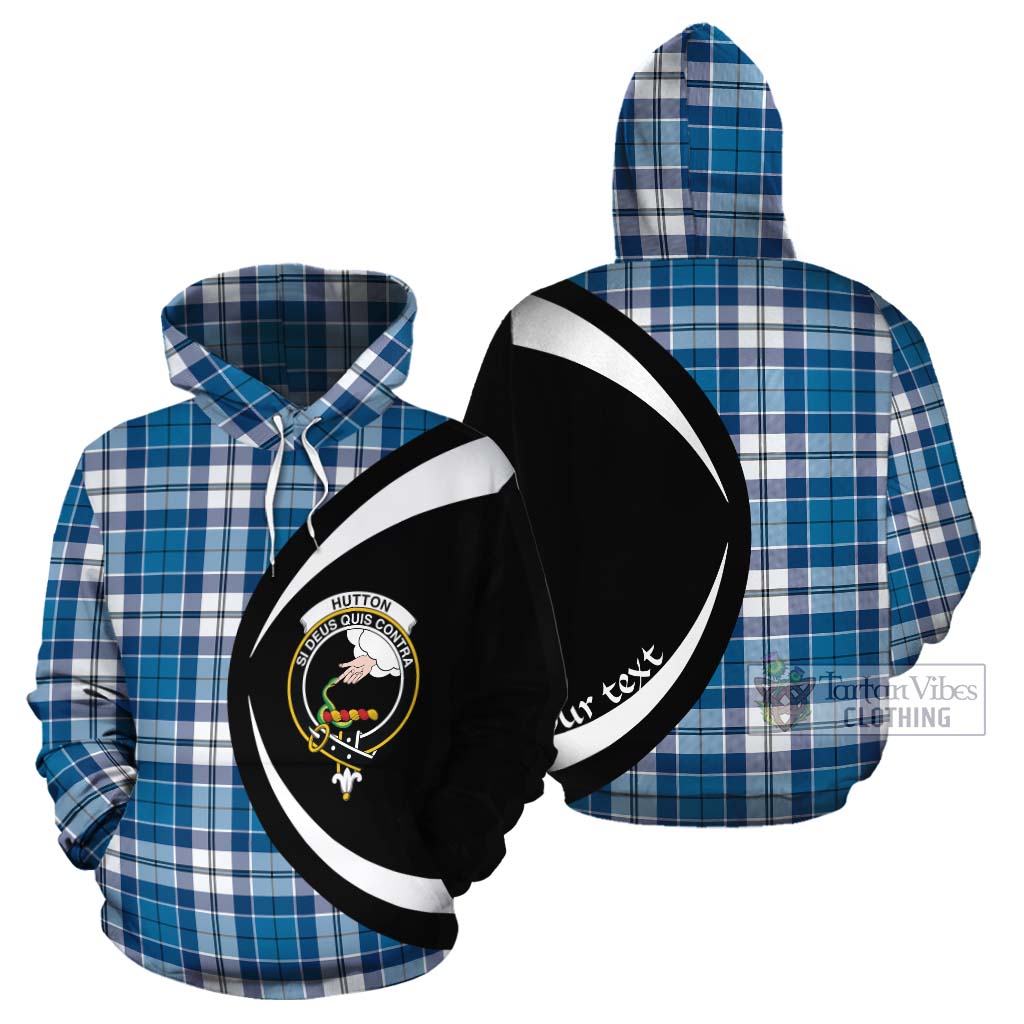 Hutton Tartan Cotton Hoodie with Family Crest Circle Style Zip Hoodie - Tartan Vibes Clothing