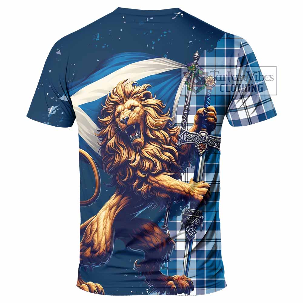 Hutton Tartan Family Crest T-Shirt with Scottish Majestic Lion - Tartan Vibes Clothing