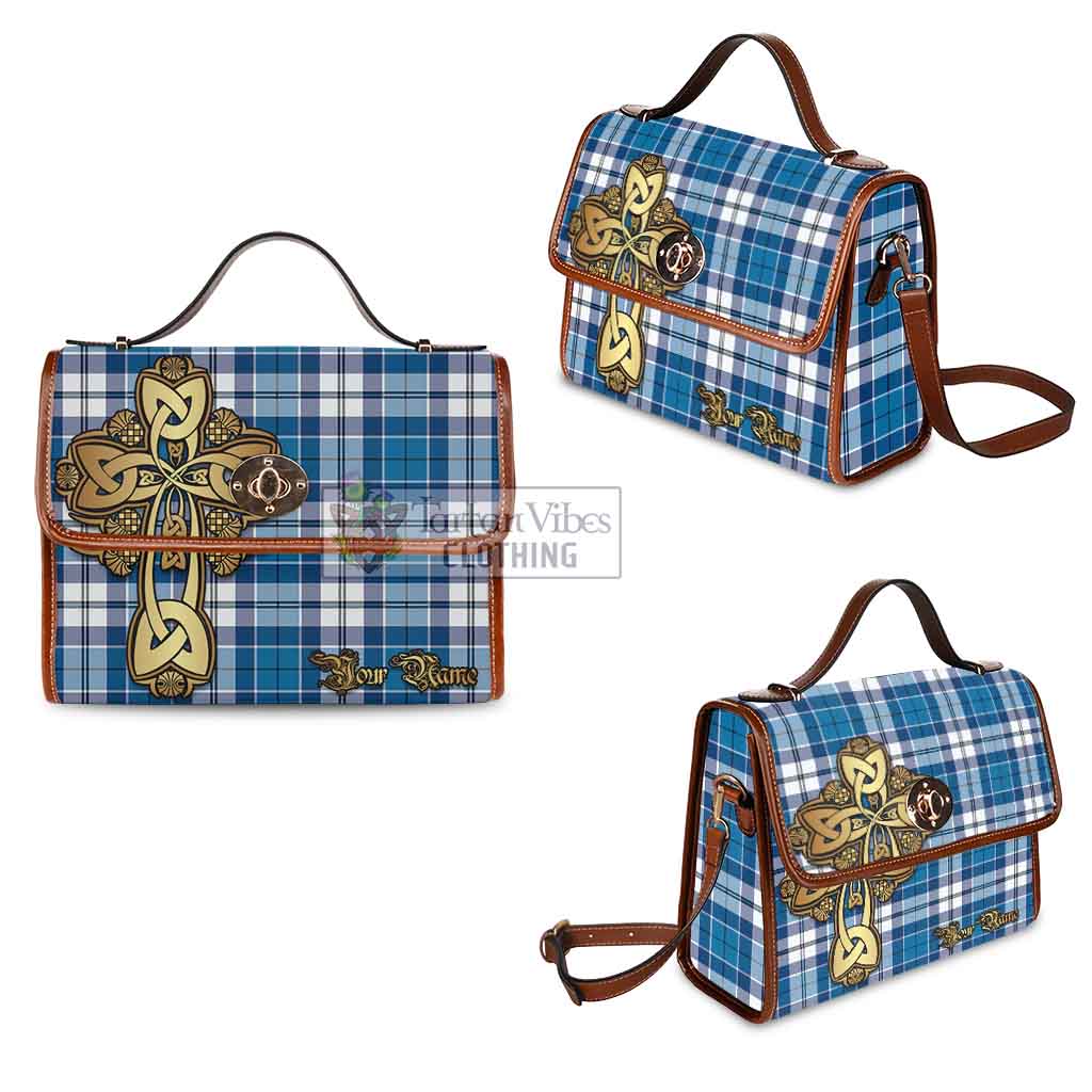 Tartan Vibes Clothing Hutton Tartan Waterproof Canvas Bag Golden Thistle Celtic Cross Style