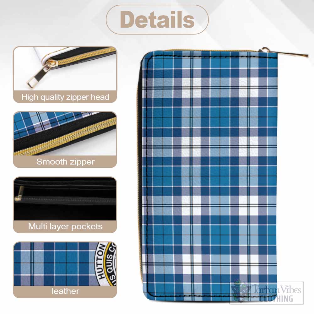 Hutton Tartan Women's Leather Wallet with Family Crest - Tartan Vibes Clothing