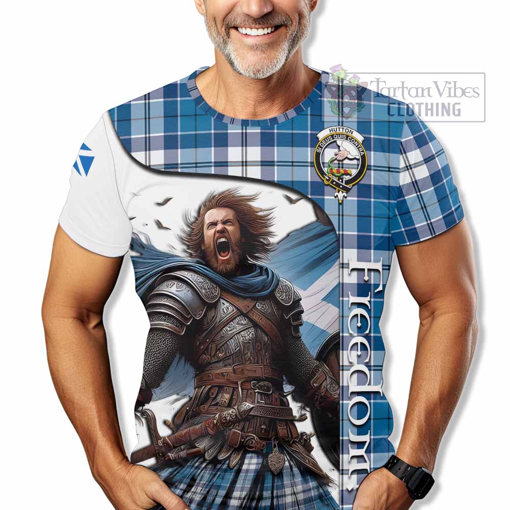 Hutton Crest Tartan T-Shirt Inspired by the Freedom of Scottish Warrior - Tartan Vibes Clothing