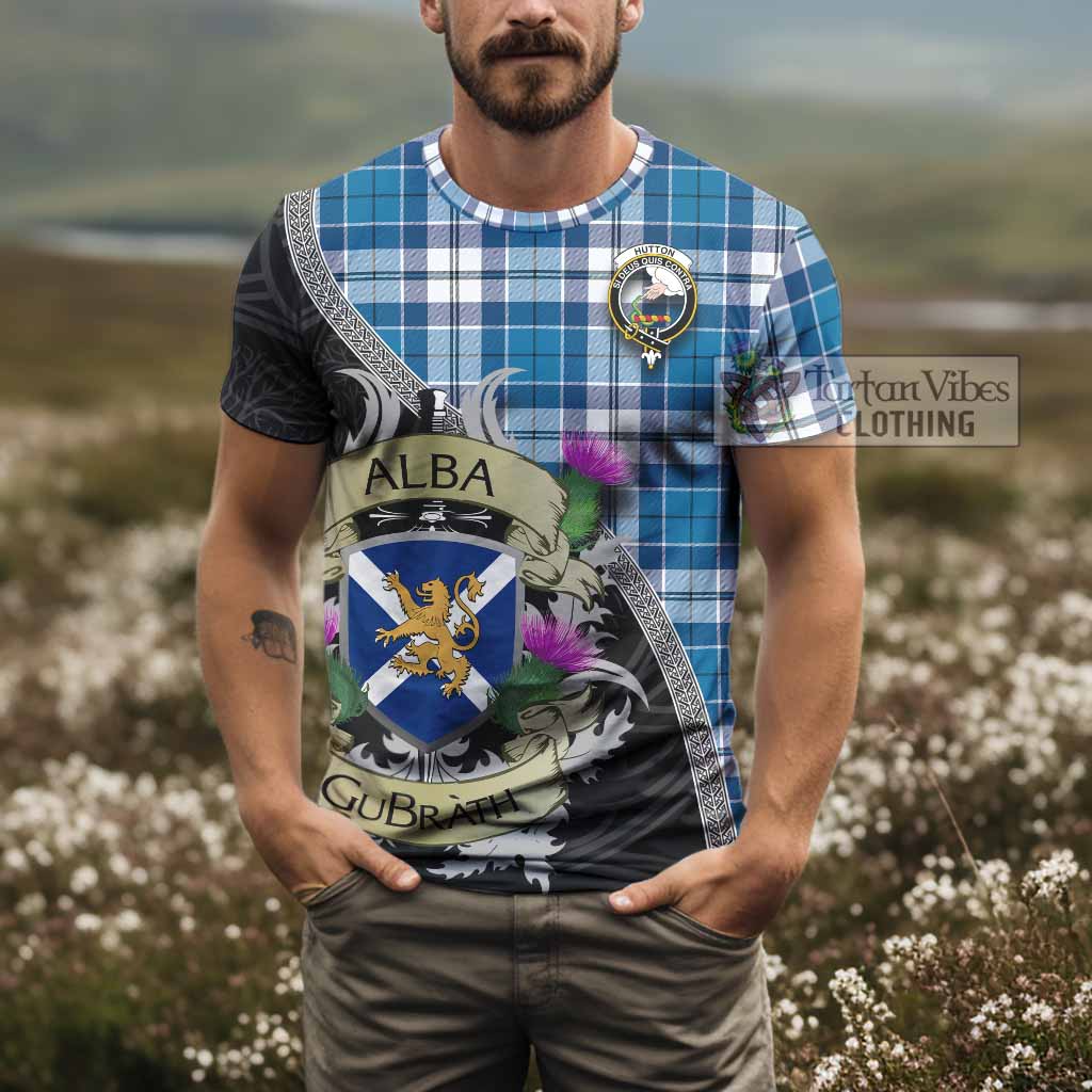 Hutton Tartan Family Crest T-Shirt Lion Rampant Royal Thistle Shield Celtic Inspired - Tartan Vibes Clothing