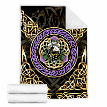 Hutton Clan Crest Blanket Celtic Scottish Thistle