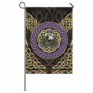 Hutton Clan Crest Garden Flag Celtic Scottish Thistle