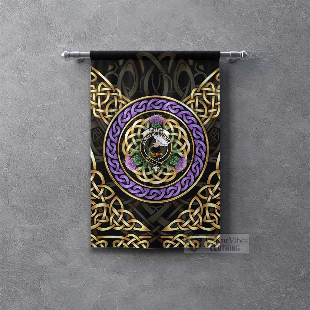 Hutton Clan Crest Gonfalon Celtic Scottish Thistle