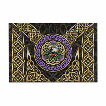 Hutton Clan Crest House Flag Celtic Scottish Thistle 48*72 inch (120*180 cm) - Tartan Vibes Clothing