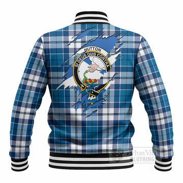 Hutton Clan Crest In Me Tartan Baseball Jacket Scotland Flag Style