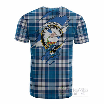 Hutton Clan Crest In Me Tartan Cotton T-shirt Scotland Flag Style