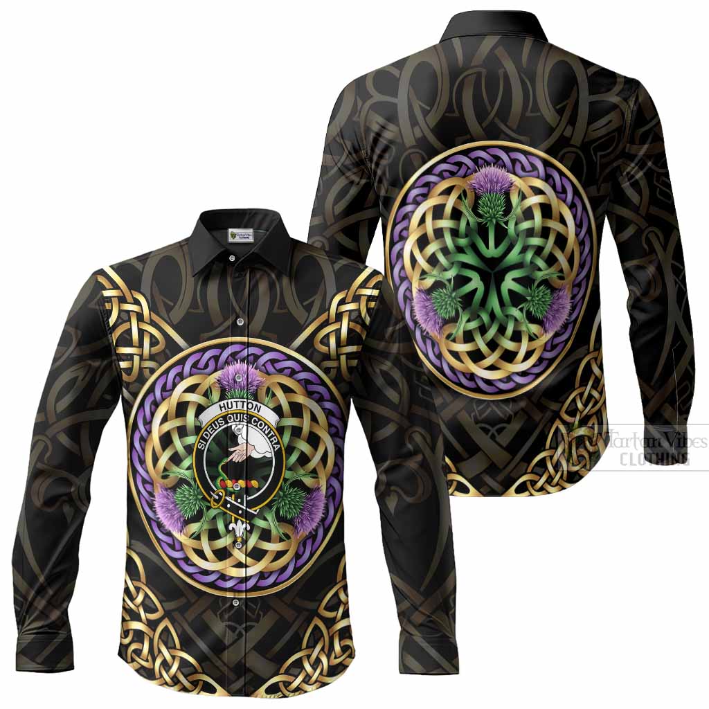 Hutton Clan Crest Long Sleeve Button Shirts Celtic Scottish Thistle
