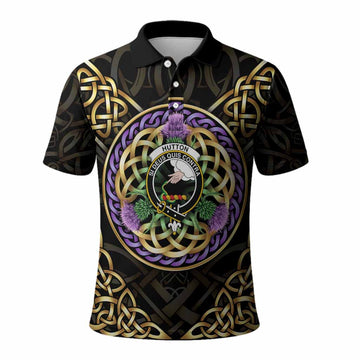 Hutton Clan Crest Polo Shirt Celtic Scottish Thistle