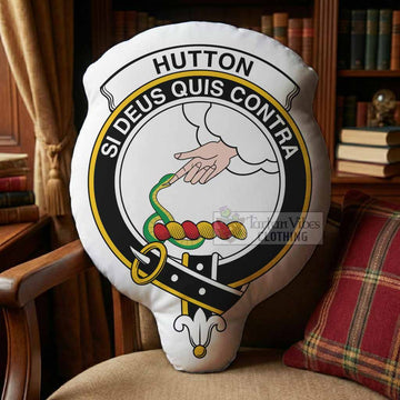 Hutton Clan Crest Shaped Throw Pillow, Scottish Clan Badge Decorative Pillow