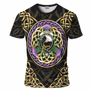 Hutton Clan Crest T-Shirt Celtic Scottish Thistle