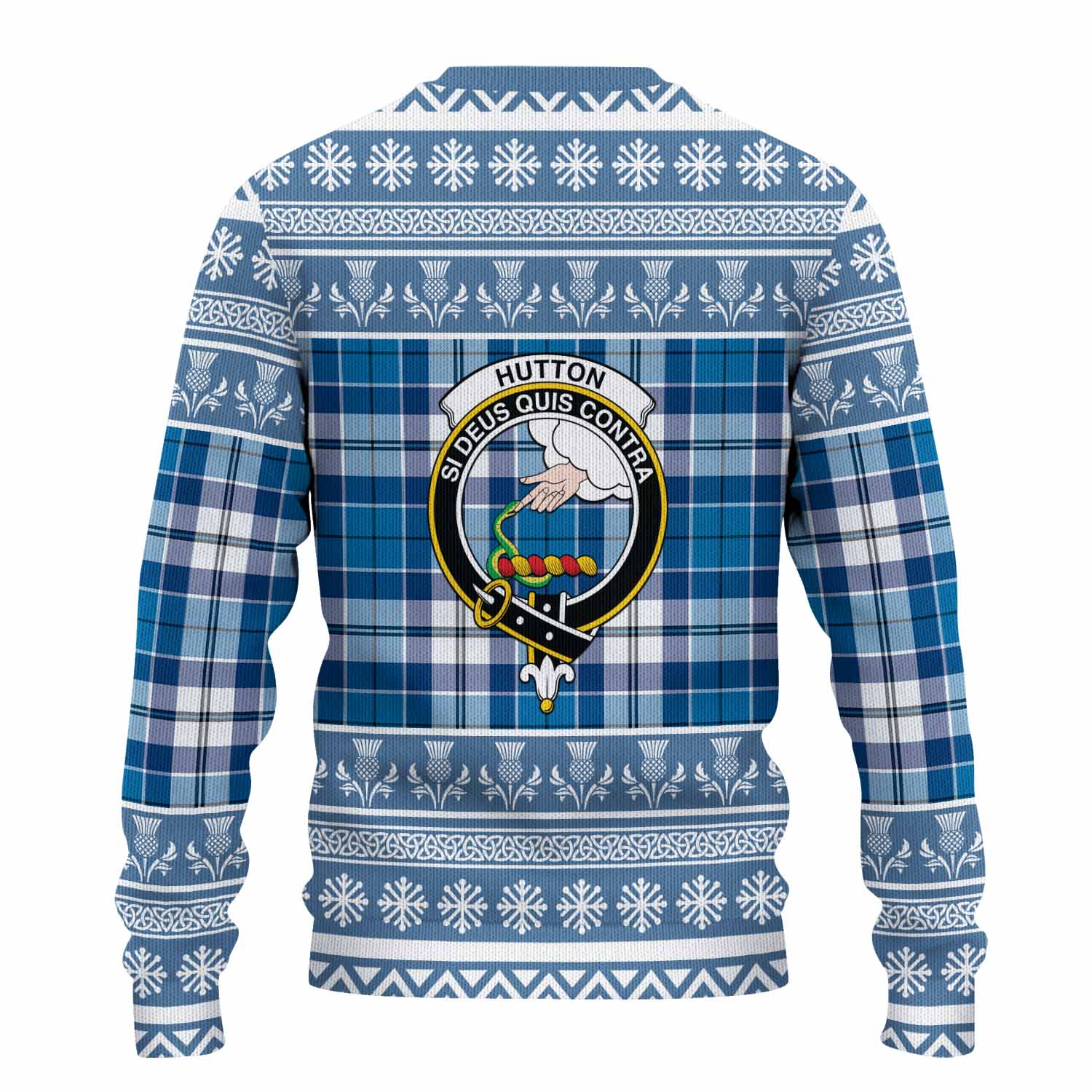 Hutton Clan Tartan Christmas Ugly Sweater with Family Crest - Tartan Vibes Clothing
