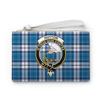 Tartan Vibes Clothing Hutton Family Crest Tartan Clutch Bag