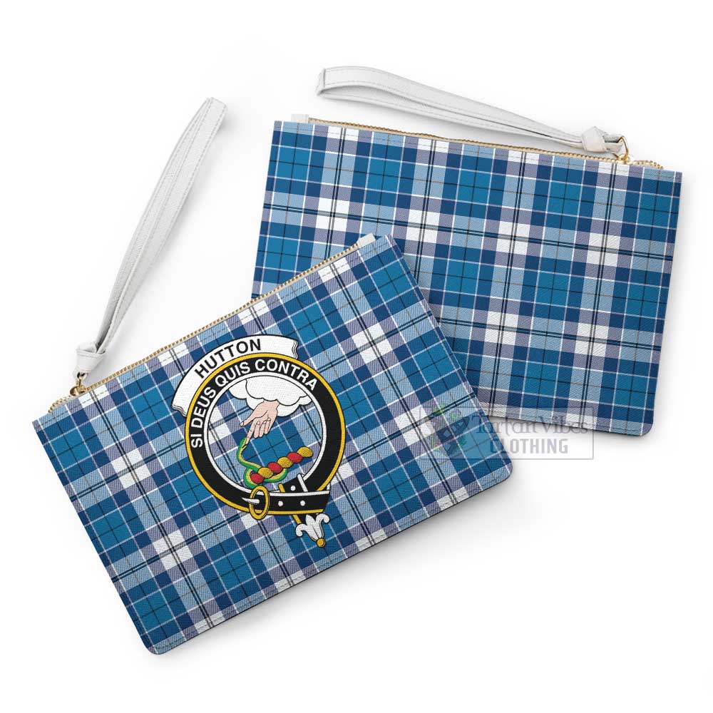 Tartan Vibes Clothing Hutton Family Crest Tartan Clutch Bag