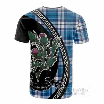 Hutton Family Crest Tartan Cotton T-shirt Alba Thistle Inspired