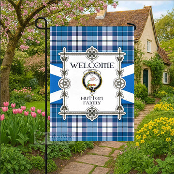 Hutton Family Crest Tartan Welcome Garden Flag Saltire Harmony Style
