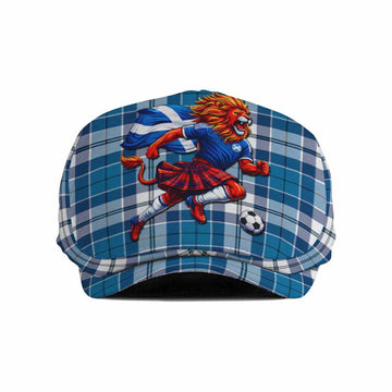 Hutton Scotland Football Tartan Flat Cap, Jeff Cap Lion Mascot Go Scottish