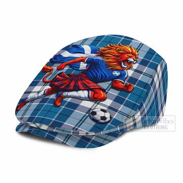 Hutton Scotland Football Tartan Flat Cap, Jeff Cap Lion Mascot Go Scottish