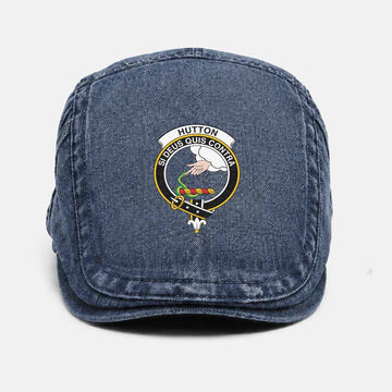 Hutton Scottish Clan Crest Washed Flat Cap - Unisex Jeff Cap