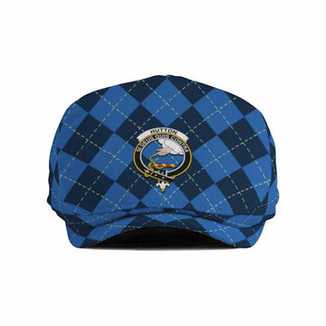 Hutton Scottish Family Crest Flat Cap, Jeff Cap Navy Argyle Classic Style - Tartan Vibes Clothing