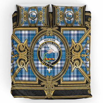Hutton Scottish Tartan Crest Bedding Set Royal Stylized