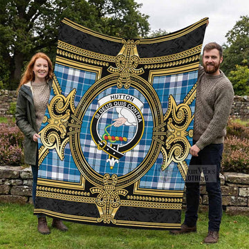 Hutton Scottish Tartan Crest Blanket Royal Stylized - Tartan Vibes Clothing