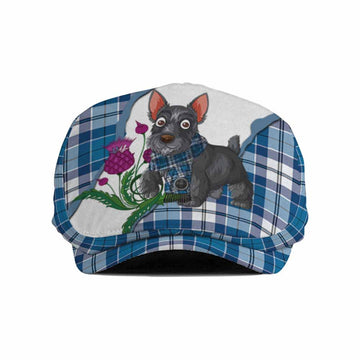 Hutton Scottish Terrier Tartan Flat Cap, Jeff Cap Thistle Heritage Art