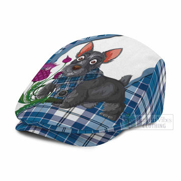 Hutton Scottish Terrier Tartan Flat Cap, Jeff Cap Thistle Heritage Art