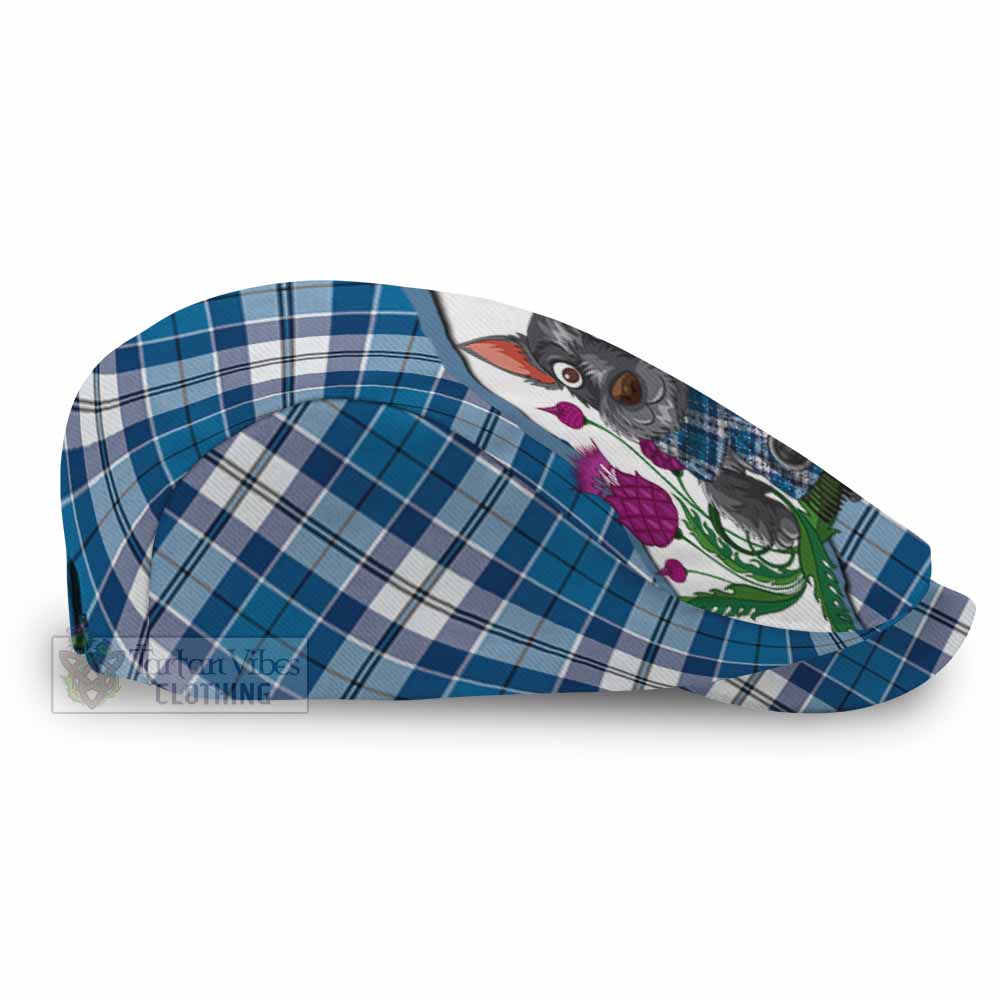 Hutton Scottish Terrier Tartan Flat Cap, Jeff Cap Thistle Heritage Art - Tartan Vibes Clothing