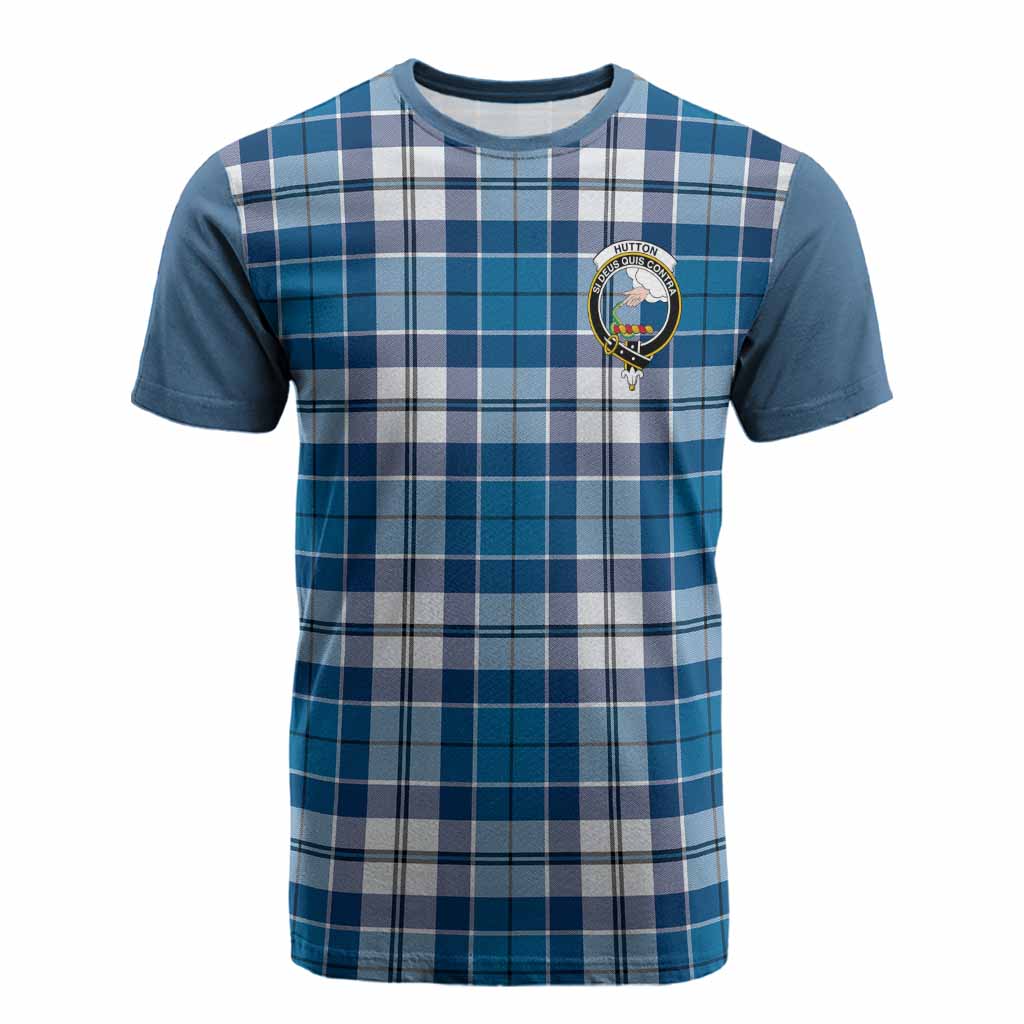 Hutton Tartan Accent Cotton T-shirt with Family Crest