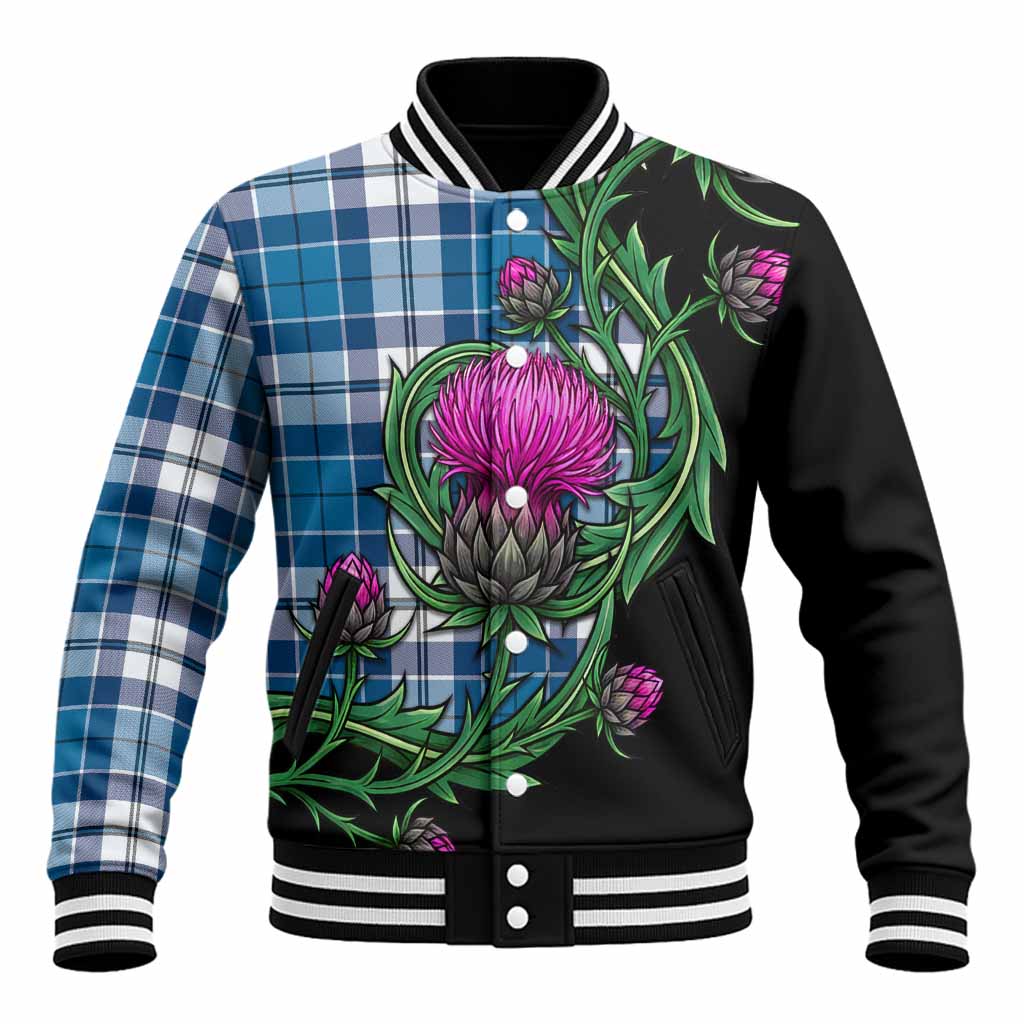 Hutton Tartan Baseball Jacket Resilient Scottish Thistle Unisex - Tartan Vibes Clothing
