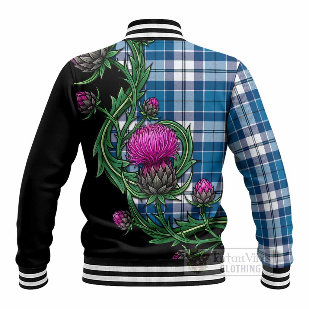 Hutton Tartan Baseball Jacket Resilient Scottish Thistle - Tartan Vibes Clothing