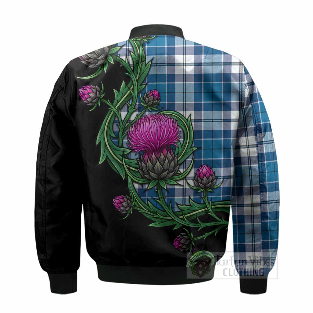 Hutton Tartan Bomber Jacket Resilient Scottish Thistle - Tartan Vibes Clothing