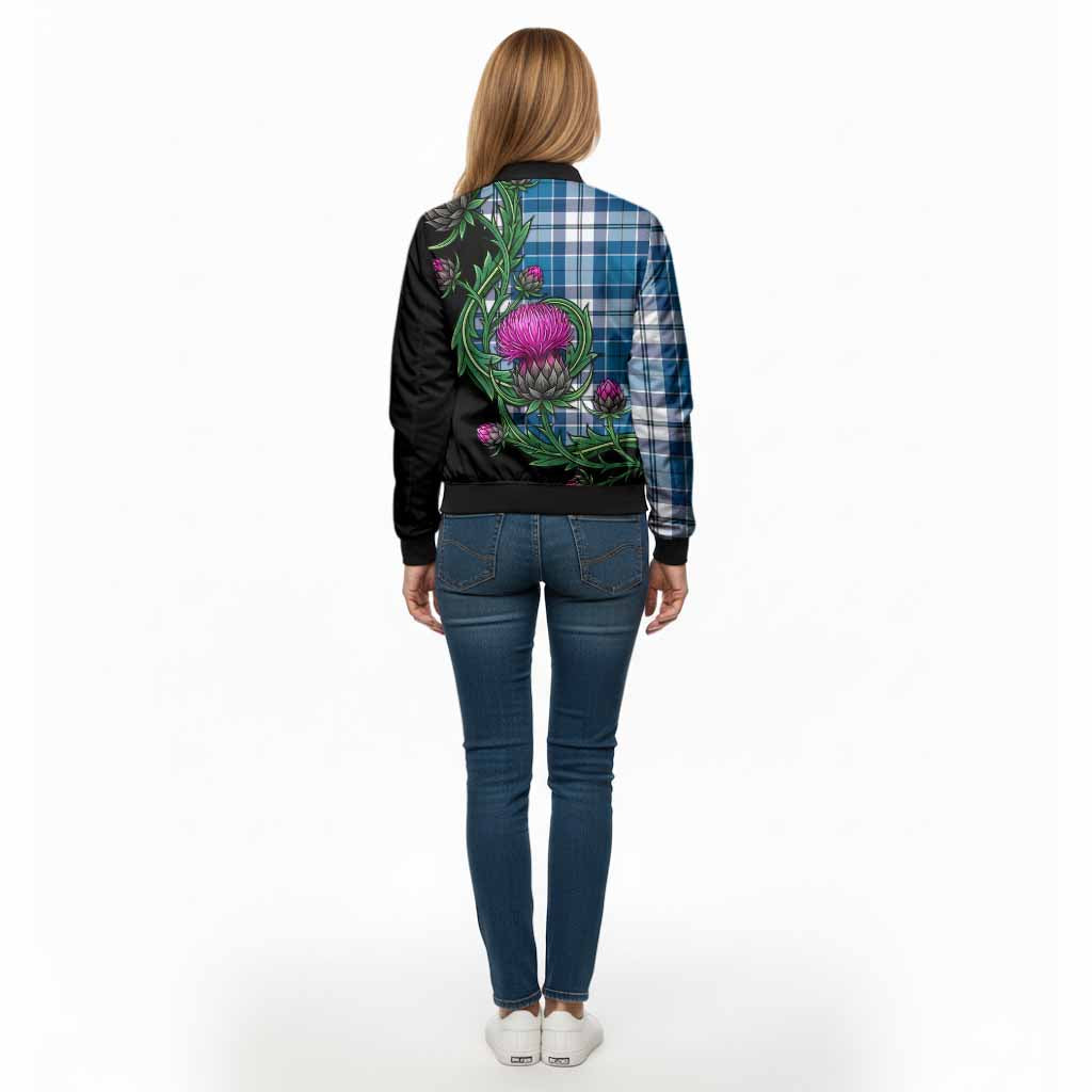 Hutton Tartan Bomber Jacket Resilient Scottish Thistle - Tartan Vibes Clothing
