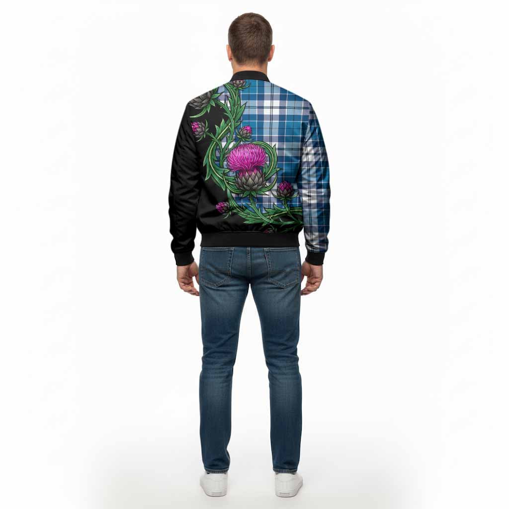 Hutton Tartan Bomber Jacket Resilient Scottish Thistle - Tartan Vibes Clothing