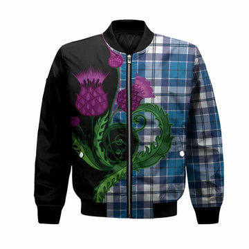 Hutton Tartan Bomber Jacket Traditional Scottish Thistle