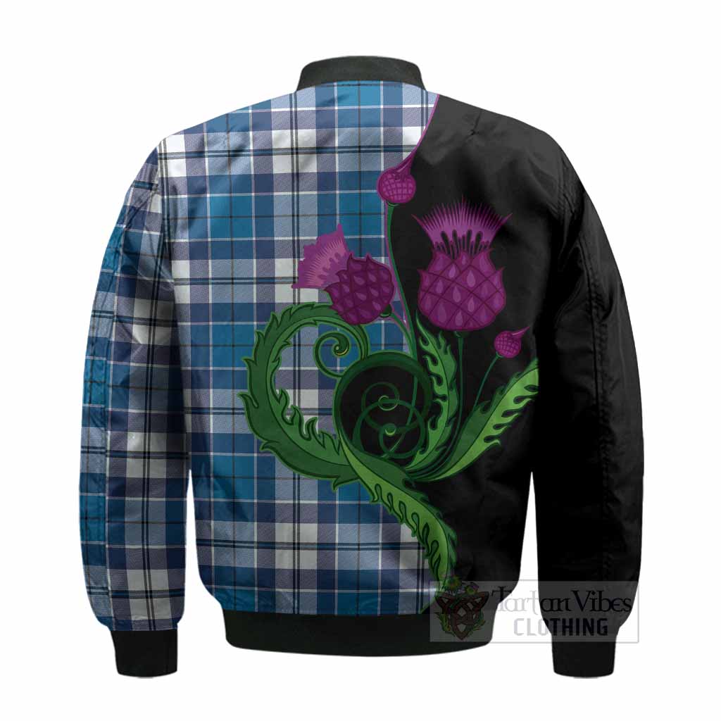 Hutton Tartan Bomber Jacket Traditional Scottish Thistle - Tartan Vibes Clothing