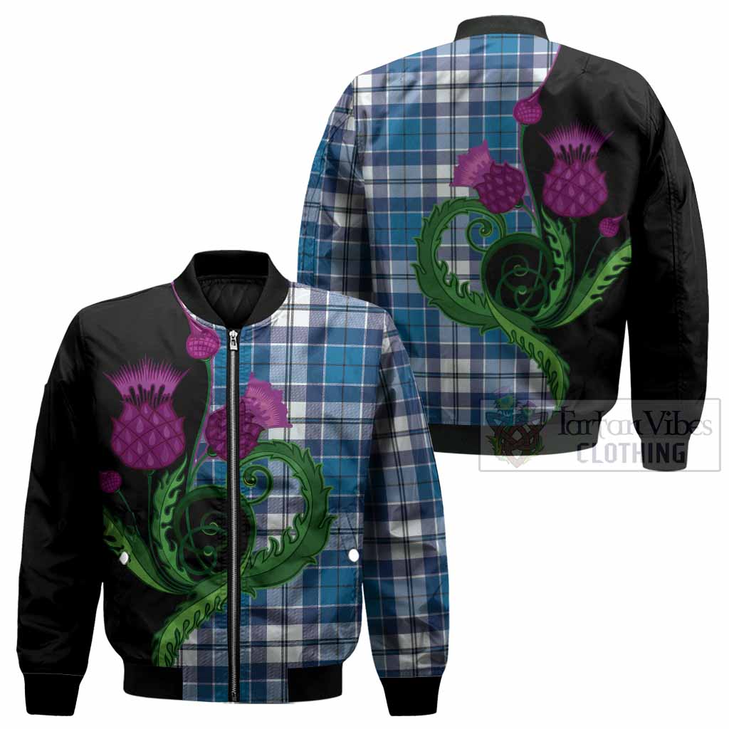 Hutton Tartan Bomber Jacket Traditional Scottish Thistle - Tartan Vibes Clothing