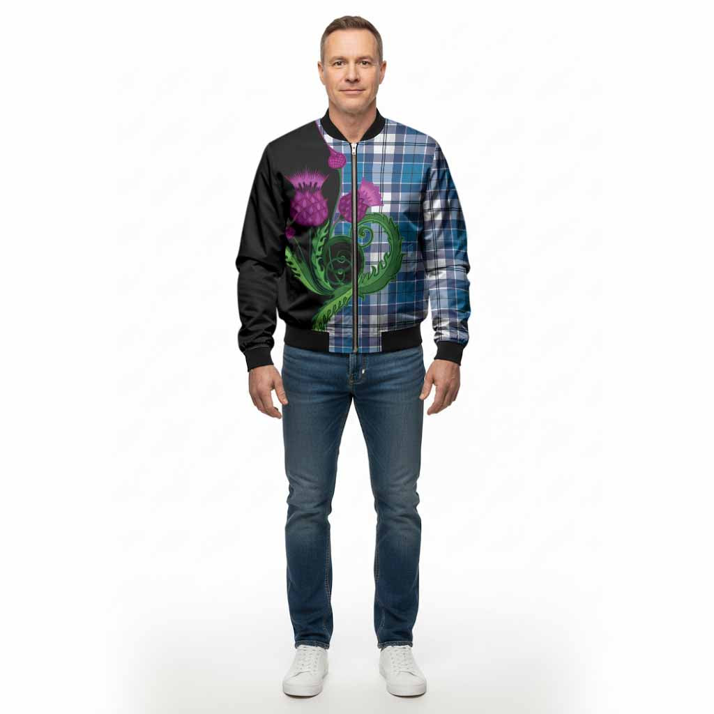 Hutton Tartan Bomber Jacket Traditional Scottish Thistle - Tartan Vibes Clothing